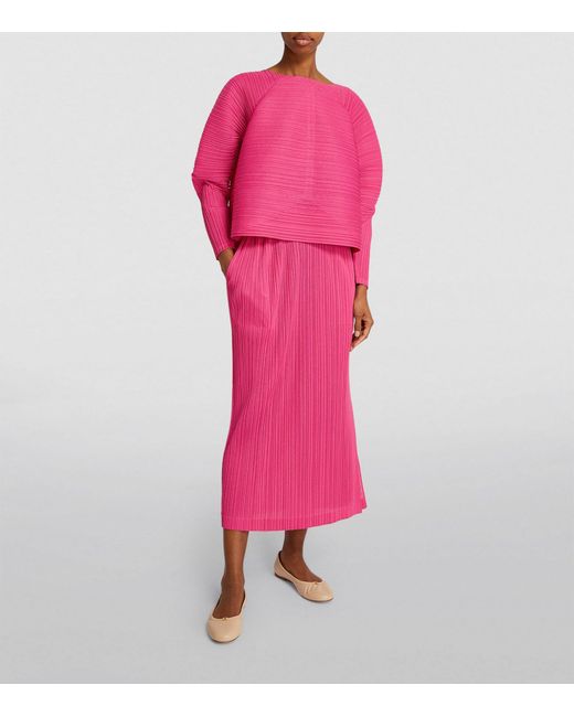 Pleats Please Issey Miyake Pink Pleated Midi Skirt