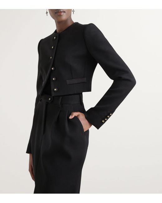 Dolce & Gabbana Black Wool Cropped Jacket