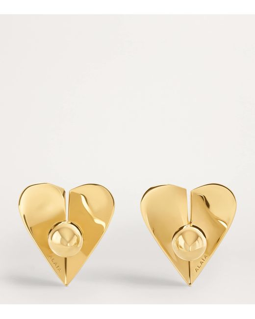 Alaïa Natural Brass Mini Le Coeur Earrings