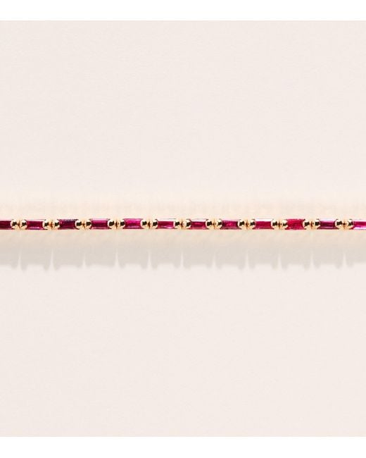 Suzanne Kalan Metallic And Ruby Bold Linear Tennis Bracelet