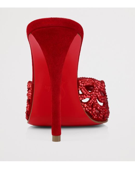 Christian Louboutin Red Lasera Strass Heeled Mules 100
