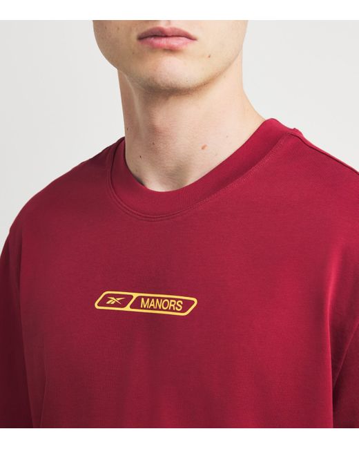 Manors Red X Reebok Cotton Logo T-Shirt for men