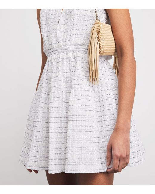 Maje White Crinkle Open-Back Mini Dress