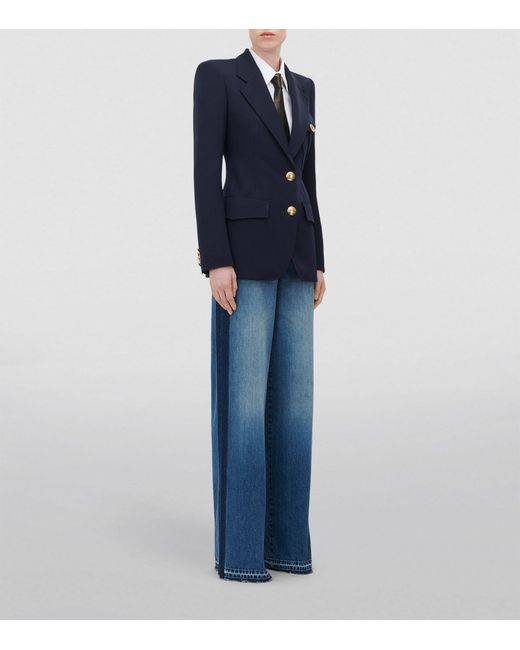 Alexander McQueen Blue High-rise Wide Leg Jeans