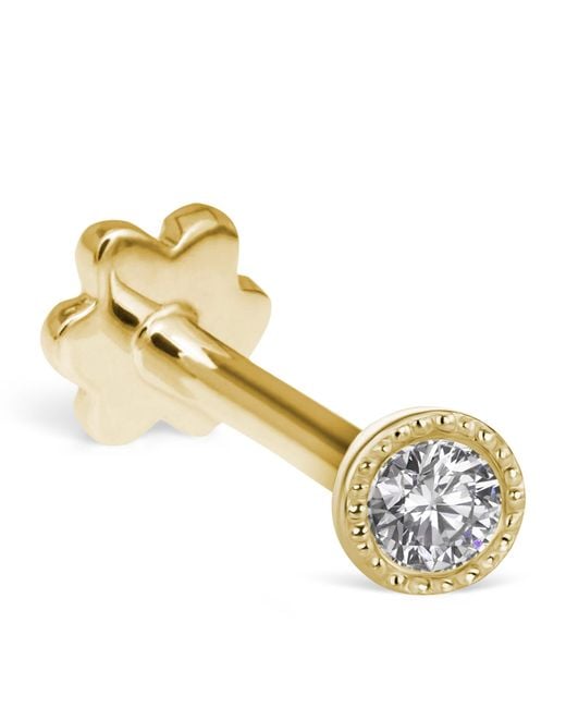 Maria Tash Metallic Scalloped Set Diamond Threaded Stud Earring