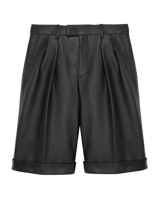 Saint Laurent Black Leather Tailored Shorts