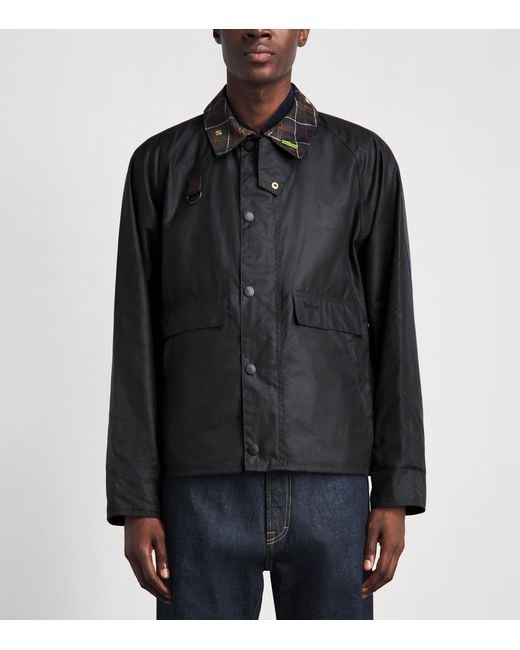 Barbour Black Waxed Cotton Icons Spey Jacket for men