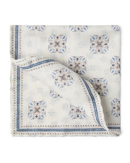 Brunello Cucinelli Metallic Double-Faced Silk Geometric Pocket Square for men