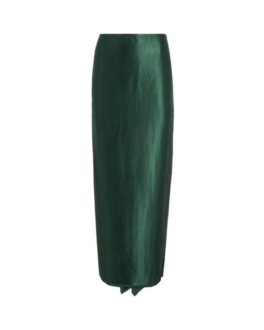 FFORME Green Satin Jovie Maxi Skirt