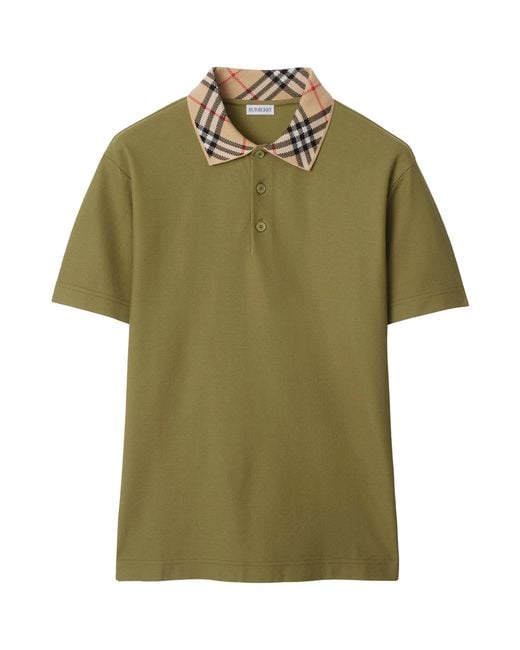 Burberry Green Cotton Piqué Slim Polo Shirt for men