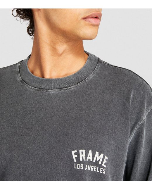FRAME Gray Cotton Long-sleeve Logo T-shirt for men
