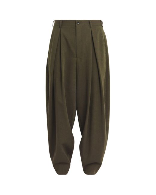 Comme des Garçons Green Wool Pleated Wide-Leg Trousers for men