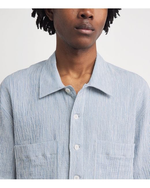 sunflower Blue Cotton-Blend Stripe Adam Shirt for men