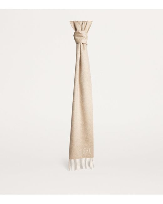 Max Mara Natural Cashmere Logo Scarf