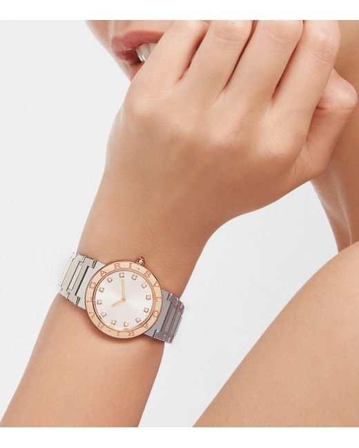BVLGARI Metallic Stainless Steel And Rose Watch