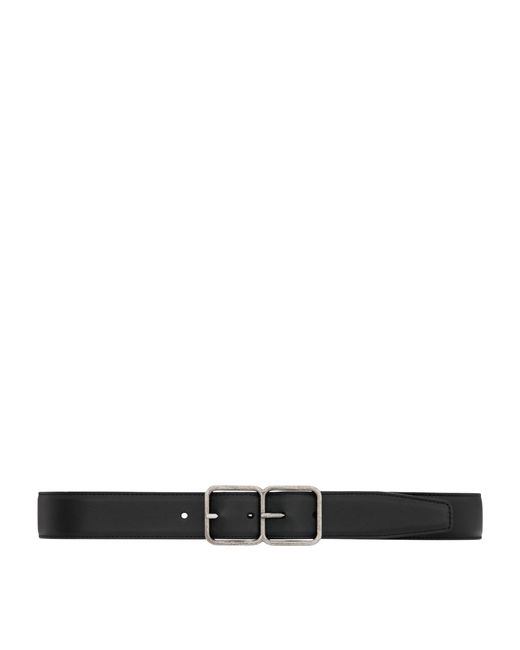 Saint Laurent Black Leather Boucle Double Cadre Belt for men