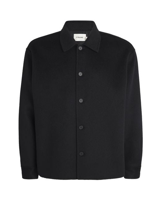 FRAME Black Wool Double-Faced Overshirt for men
