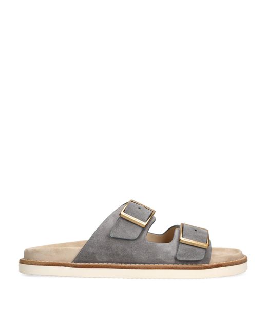 Brunello Cucinelli White Suede Double-Strap Sandals for men