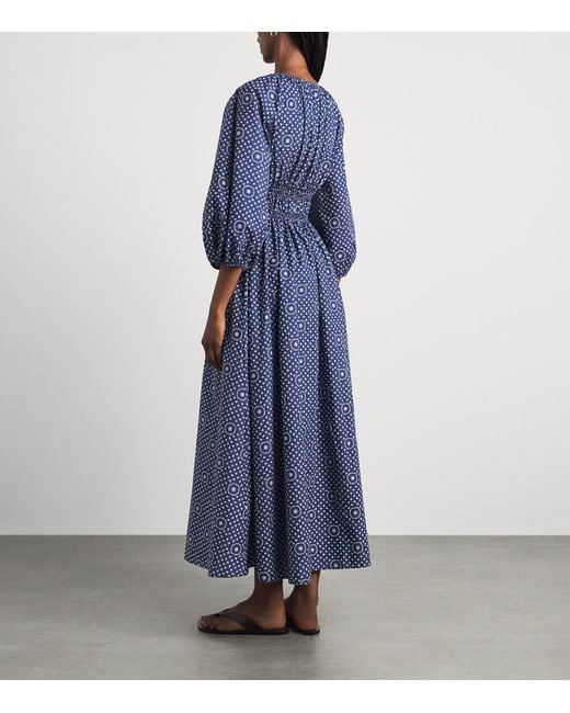 Matteau Blue Organic Cotton Paisley Maxi Dress