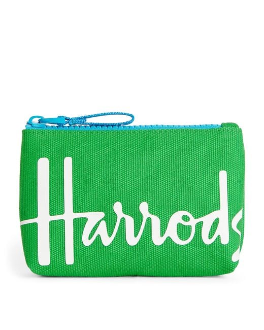Harrods Green Cotton Logo Coin Purse