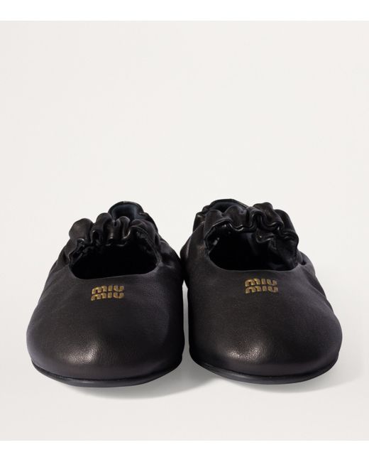 Miu Miu Black Nappa Leather Ballet Flats