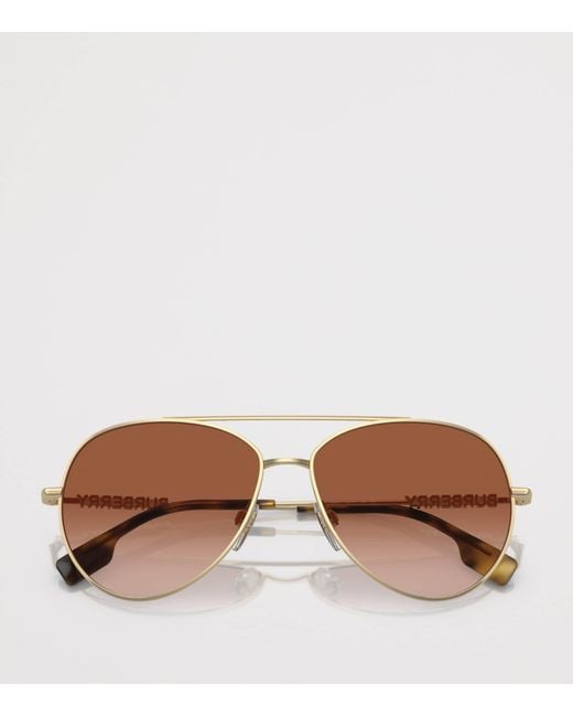 Burberry Brown Metal Pilot Sunglasses