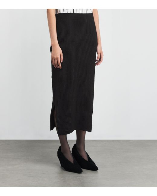 Iris Von Arnim Black Cashmere High-Waist Asina Midi Skirt