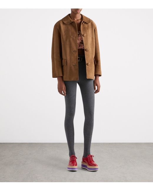 Prada Brown Suede Collared Jacket