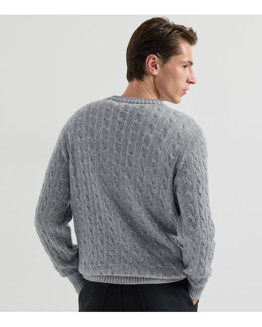 Brunello Cucinelli Gray Cashmere Cable-Knit Sweater for men
