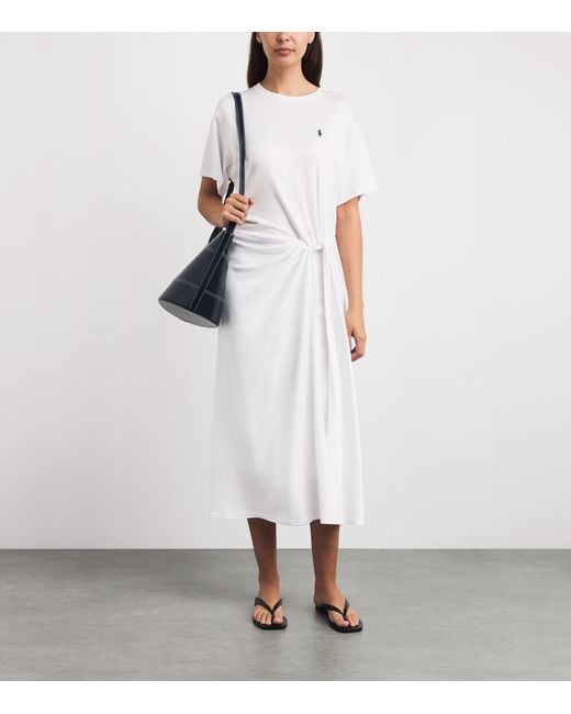 Polo Ralph Lauren White Twist-Detail Maxi T-Shirt Dress
