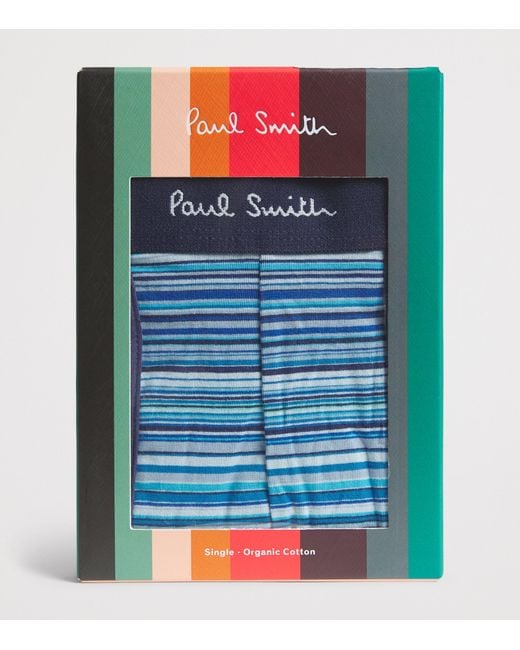 Paul Smith Blue Stretch-Organic Cotton Signature Stripe Trunks for men