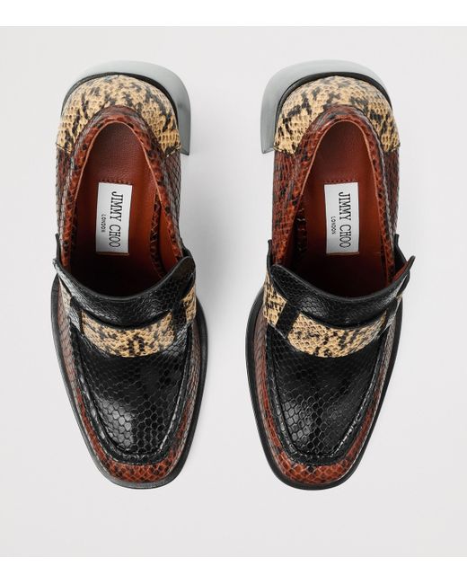 Jimmy Choo Brown Tylor 95 Leather Heeled Loafers