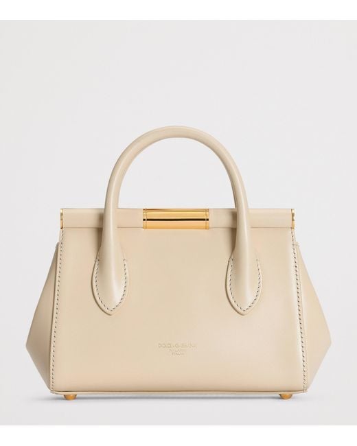 Dolce & Gabbana Natural Mini Leather Marlene Top-Handle Bag