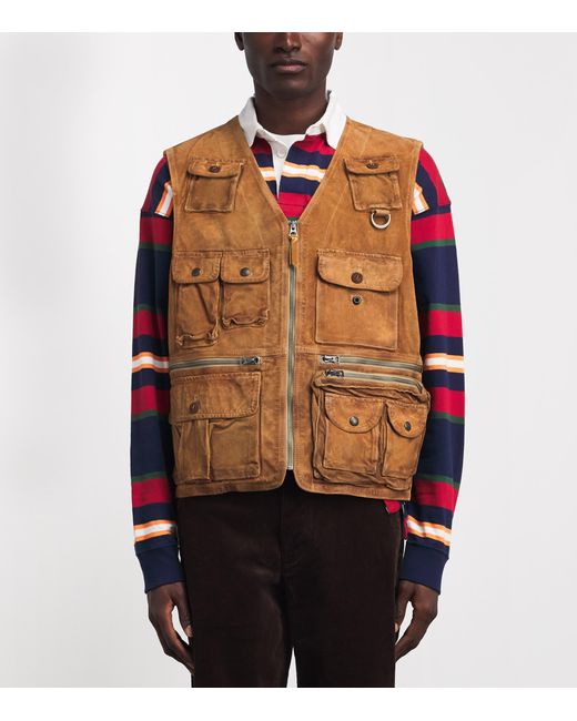 Polo Ralph Lauren Brown Suede Utility Gilet for men