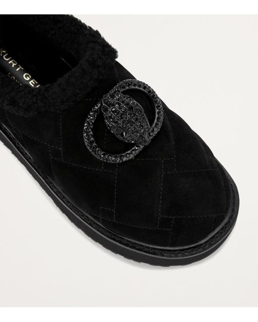 Kurt Geiger Black Suede Chelsea Flatform Slippers