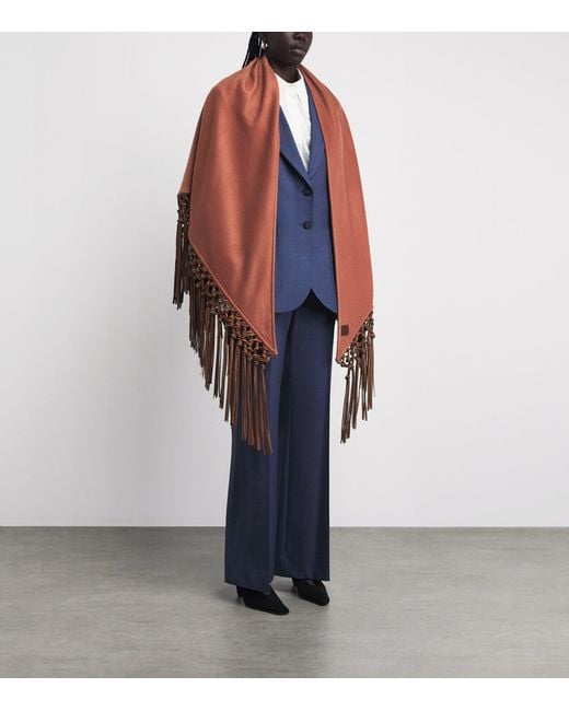 Colombo Red Cashmere Fringe-Detail Shawl