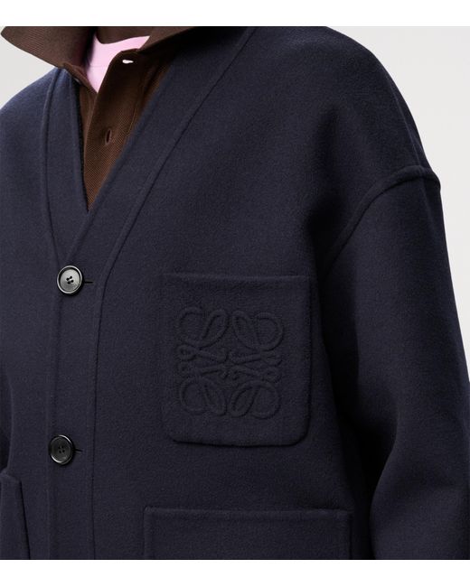 Loewe Blue Wool-Cashmere-Blend Cardigan for men