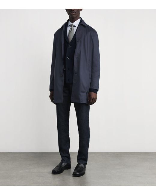 Canali Blue Water-Resistant Overcoat for men