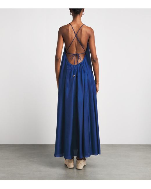 Zimmermann Blue Silk Halterneck Aster Maxi Dress
