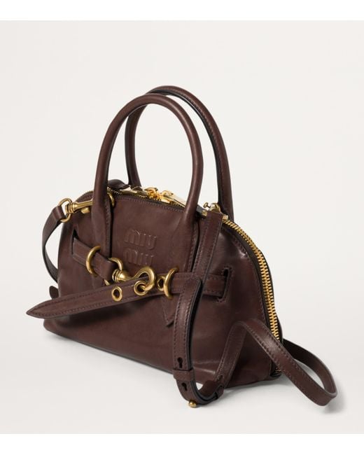 Miu Miu Brown Nappa Leather Aventure Top-Handle Bag