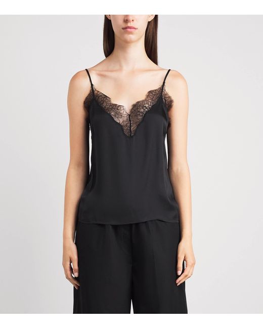 Anine Bing Black Silk-Blend Mael Cami Top