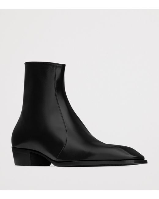 Saint Laurent Black Leather Aurelien Ankle Boots for men