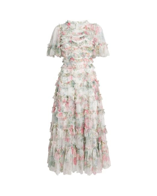 Needle & Thread White Floral Romance Ballerina Midi Dress
