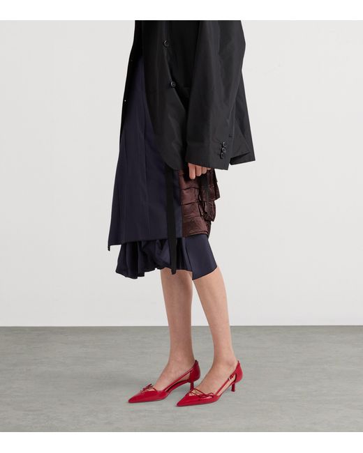 Prada Red Leather Open-Side Pumps 45
