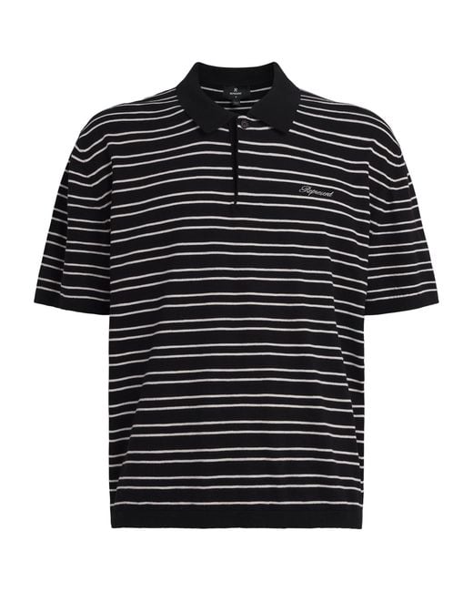 Represent Black Cotton Stripe Polo Shirt for men