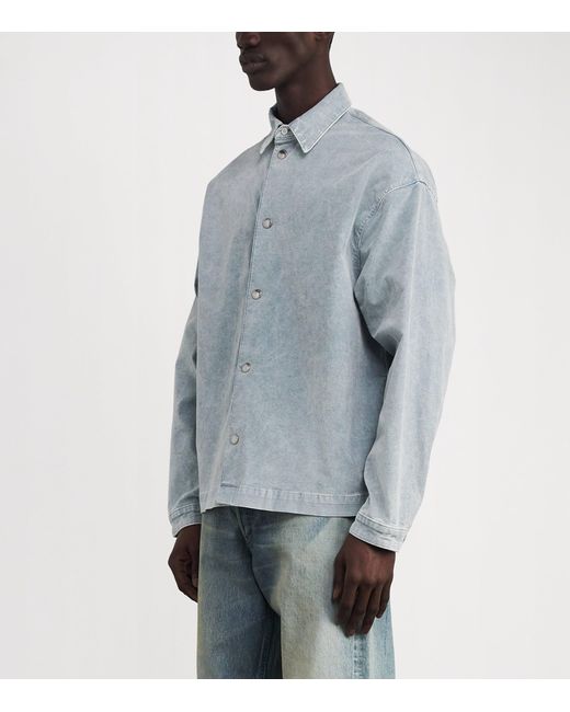 7 For All Mankind Blue Cotton-Blend Corduroy Shirt for men