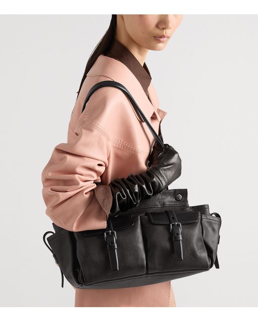 Prada Black Medium Leather Route Tote Bag