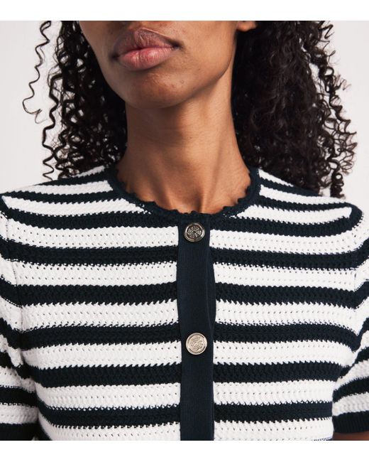Maje Blue Cropped Stripe Cardigan