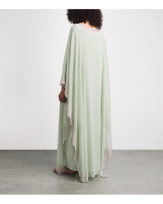 Bocan Green Silk Chiffon Amara Kaftan Maxi Dress