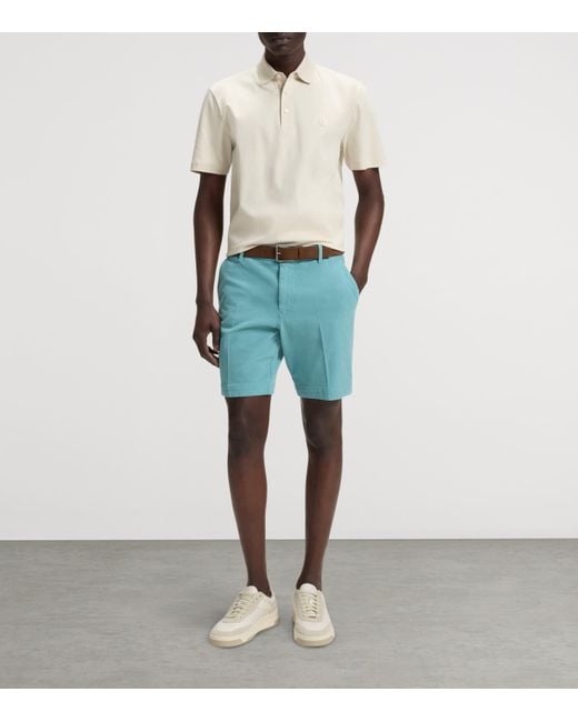 Boss Blue Stretch-Cotton Slim Fit Shorts for men